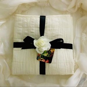 Quilted Pillow Shams, Ivory-White Standard Size